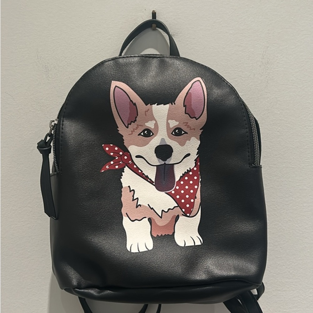 T-shirt & Jeans Corgi Mini Black Faux Leather Backpack